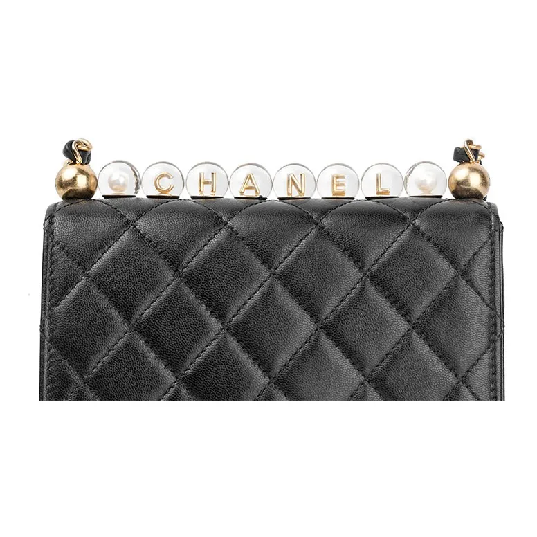 CHANEL Classic Flap CF Goatskin Shoulder Bag, Crossbody Bag Women's Black-4