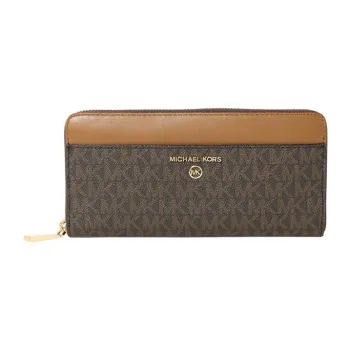 MICHAEL KORS Canvas With Leather And Cotton Wallet Women's Dark Brown & Light Brown Multicolor