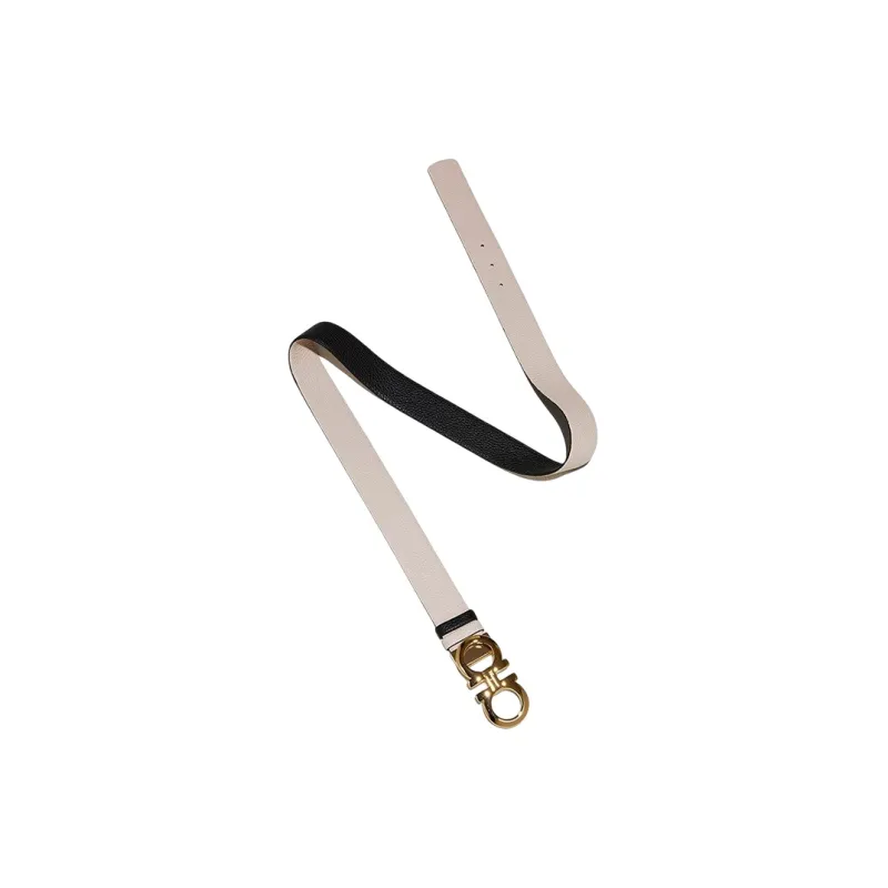 FERRAGAMO Fashion Casual Smooth Buckle Belt Women's Beige Width: 3.5cm-1