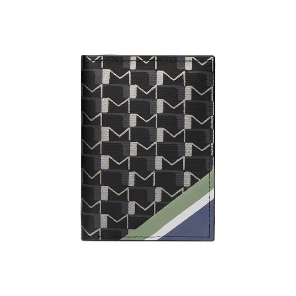 Moynat Canvas 1920 Canvas And Striped Velvet Print Card Holder Men's Black-0