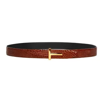 TF Fashionable Elegance Casual Versatile Smooth Buckle Belt Men's Brown