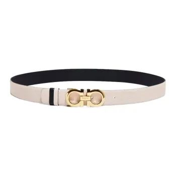 FERRAGAMO Fashion Casual Smooth Buckle Belt Women's Beige Width: 3.5cm