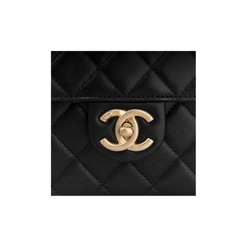 CHANEL Classic Flap CF Goatskin Shoulder Bag, Crossbody Bag Women's Black-5