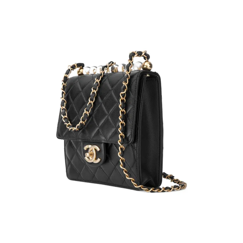 CHANEL Classic Flap CF Goatskin Shoulder Bag, Crossbody Bag Women's Black-1