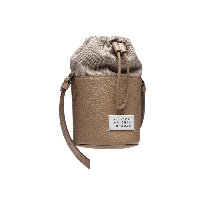 Maison Margiela 5AC Grain Leather With Calfskin Bucket Bag, Shoulder Bag, Crossbody Bag Mini Women's Light Brown-1