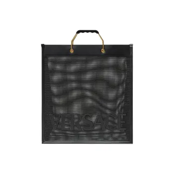 VERSACE Cow Leather Tote Bag Shopping Bag Handbag Men's Black