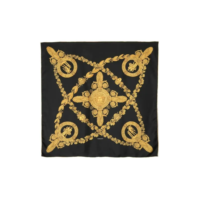 VERSACE Silk Scarves Men Black-0