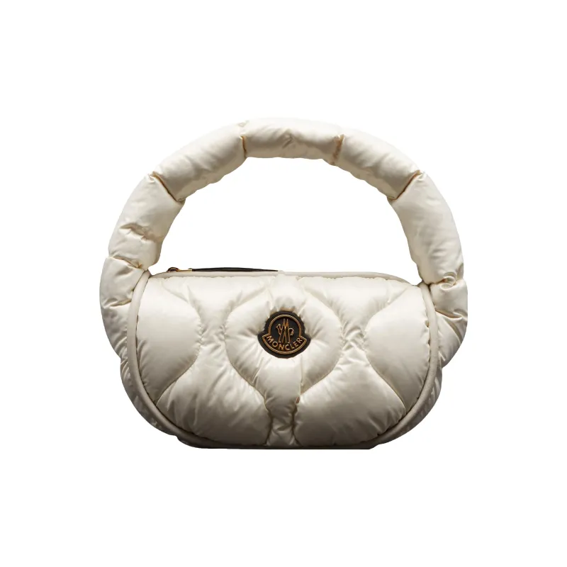 Moncler Fabric Crescent Bag, One Shoulder Handbag Women's White-0