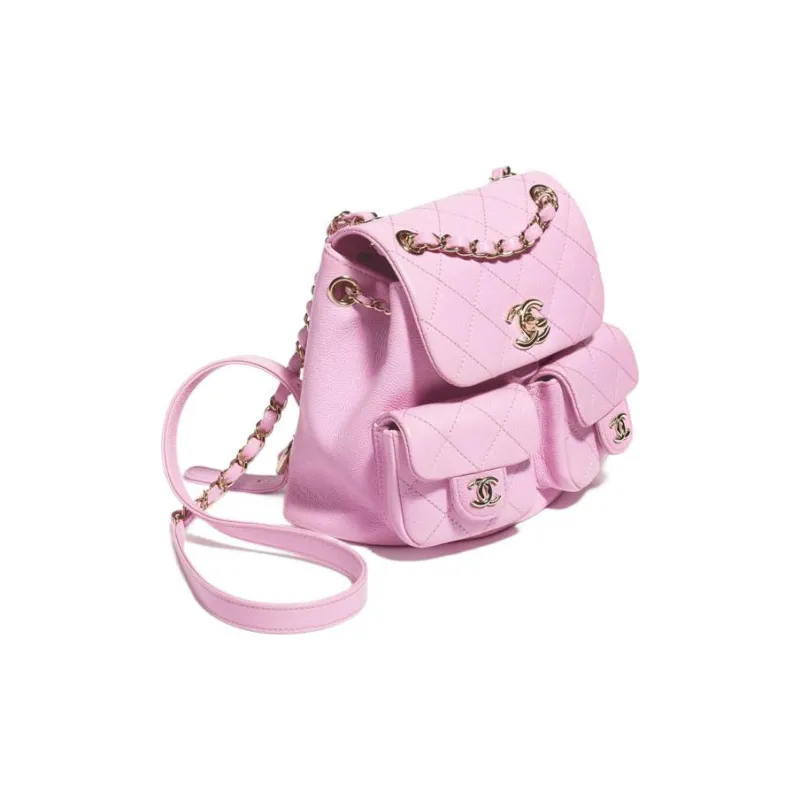 CHANEL 23P Spring Collection Grain Calfskin Backpack Trumpets Women's Pink-1
