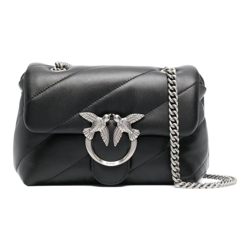 PINKO Puff Calfskin Crossbody Bag, Shoulder Bag Women's Black-0
