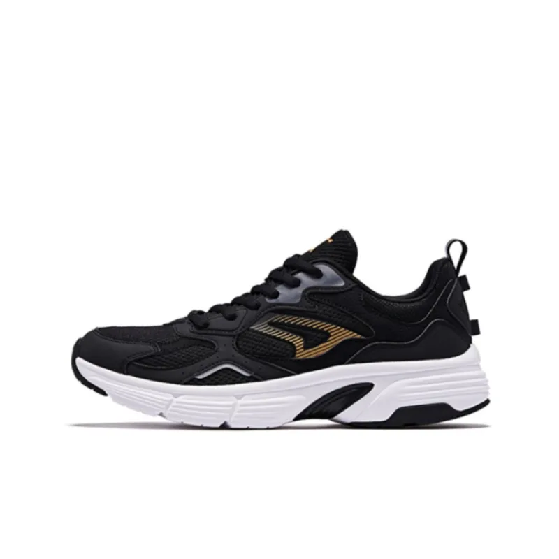 QIAODAN Shock Absorbers With Slip Resistant And Abrasion Resistant Properties Low Top Running Shoes Men's Black Gold-0