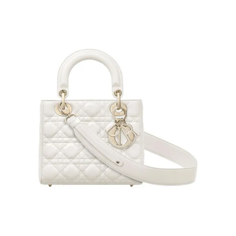 DIOR Lady Dior Sheepskin Dior Bag Shoulder Bag Crossbody Bag Handbag Small Size Women's White-3