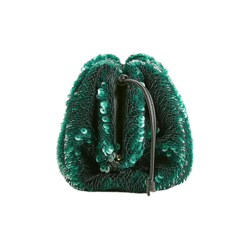 Bottega Veneta Polyamide One Shoulder Crossbody Clutch Mini Women's Green-1