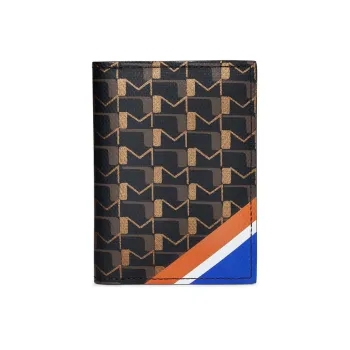 Moynat Canvas 1920 Canvas And Striped Velvet Print Card Holder Men's Brown/Black/Blue/Orange