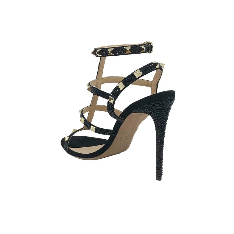 Valentino Rockstud One Strap Sandals 11cm Women's Black-3