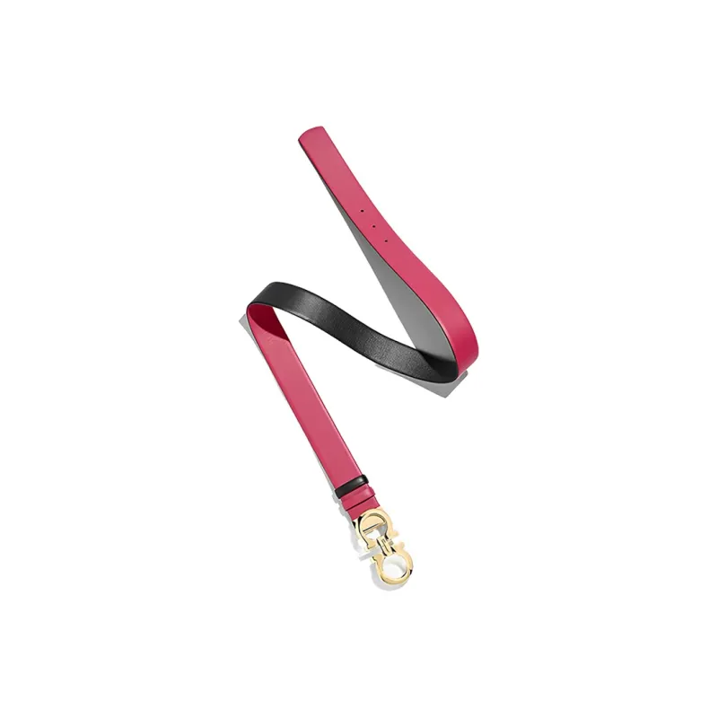 FERRAGAMO Fashion Elegance Delicate Versatile Smooth Buckle Belt Women's Rose Red Width: 2.5cm-1