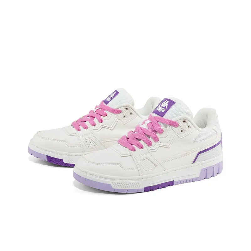 Kappa Anti Slip Wear Resistant Low Top Skateboard Shoes Women's White Purple-2