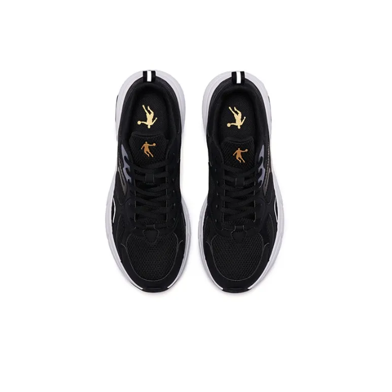 QIAODAN Shock Absorbers With Slip Resistant And Abrasion Resistant Properties Low Top Running Shoes Men's Black Gold-3