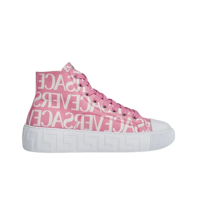 VERSACE La Greca High Top Stylish Skateboarding Shoes Women's Pink-2