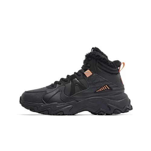 QIAODAN Anti Slip And Wear Resistant Warm High Top Running Shoes Men's Black Orange
