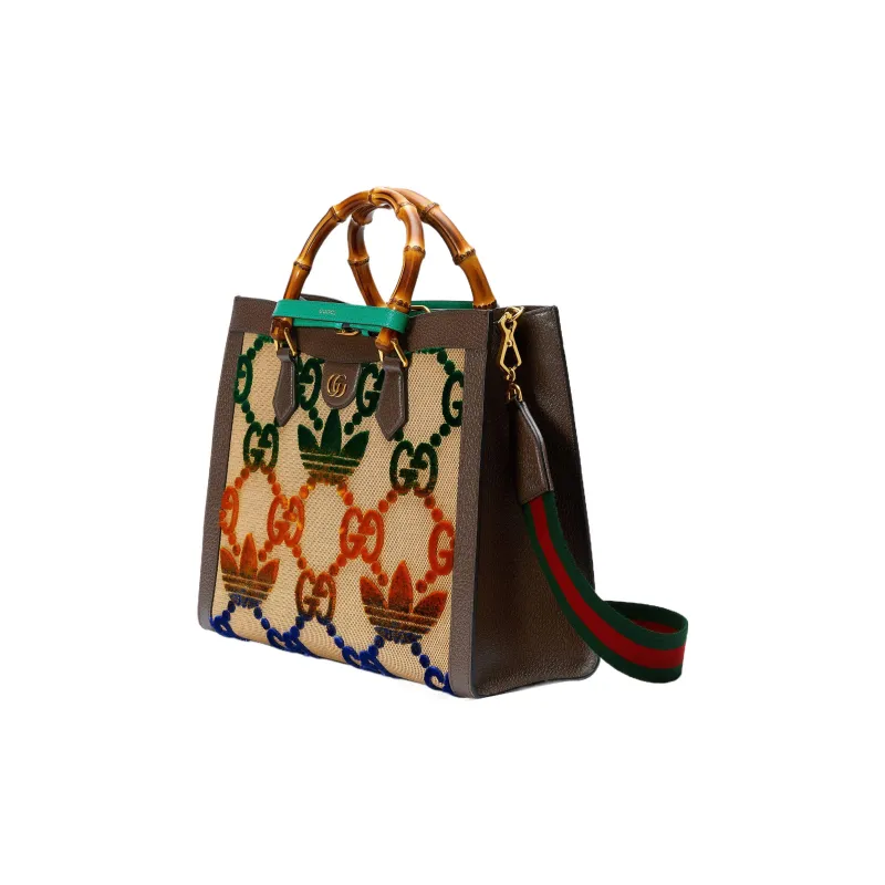 GUCCI Adidas Collaboration Diana Canvas Tote Bag Shopping Bag Canvas Bag Handbags Medium Size Women's Multicolor-1