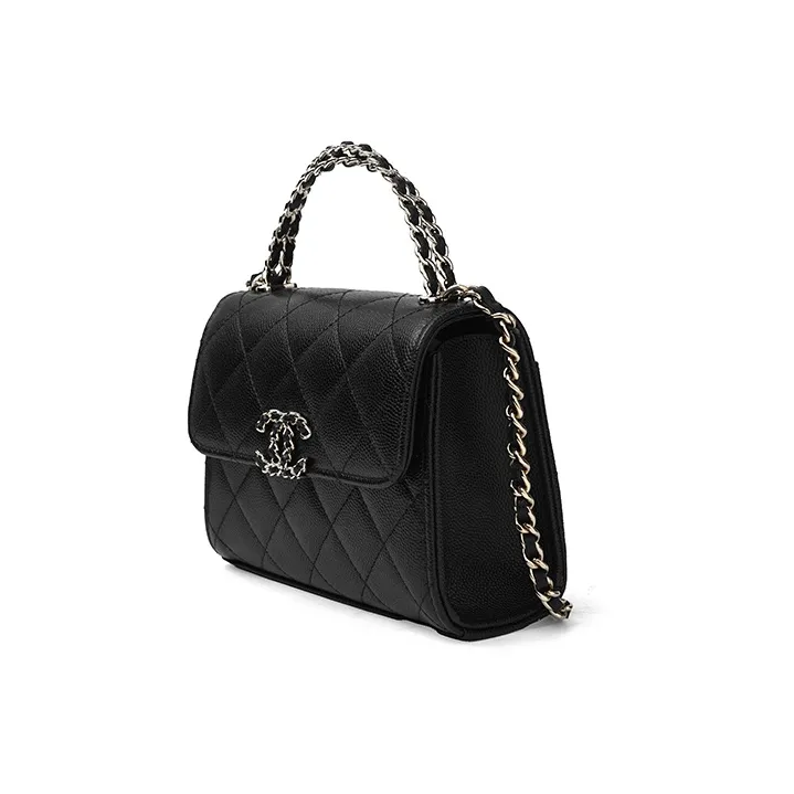 CHANEL Grain Embossed Cow Leather Flap Bag, Shoulder Bag, Crossbody Bag, Handbag Women's Black-1