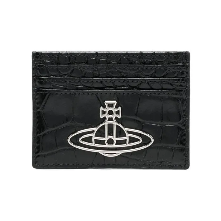 Vivienne Westwood Calfskin Card Holder Wallet Men's Black-0