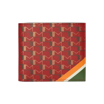 Moynat Canvas And Stripe Fabric Print Wallet Men's Red/Orange/Green