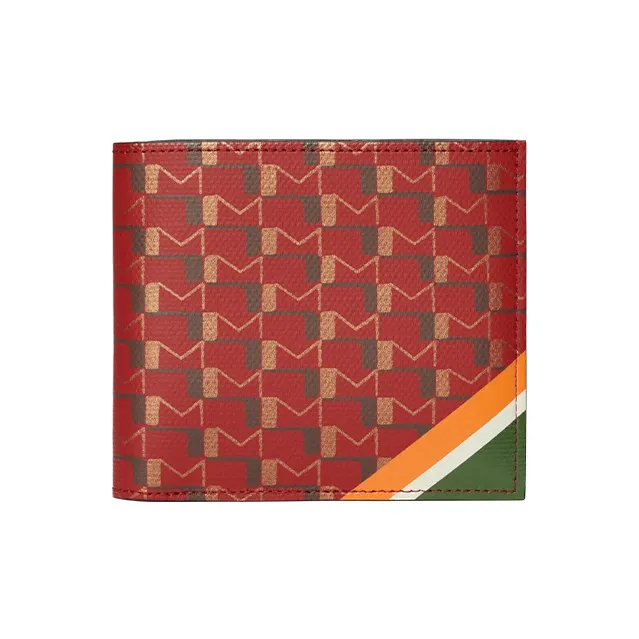 Moynat Canvas And Stripe Fabric Print Wallet Men's Red/Orange/Green-0