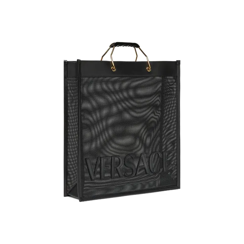 VERSACE Cow Leather Tote Bag Shopping Bag Handbag Men's Black-1