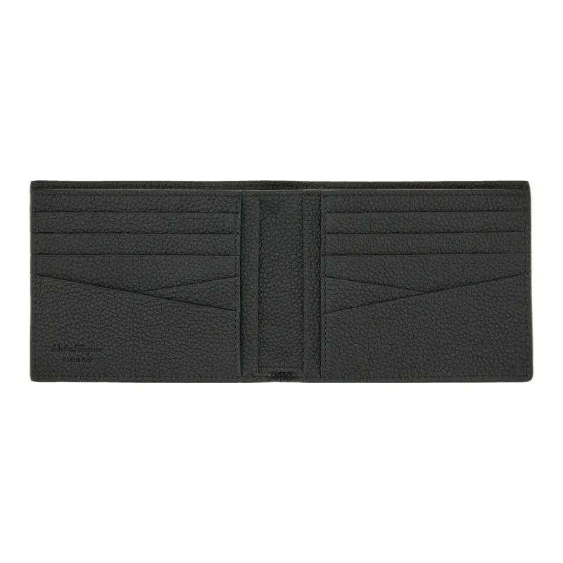 FERRAGAMO GANCINI Cow Leather Wallet Men's Black-3