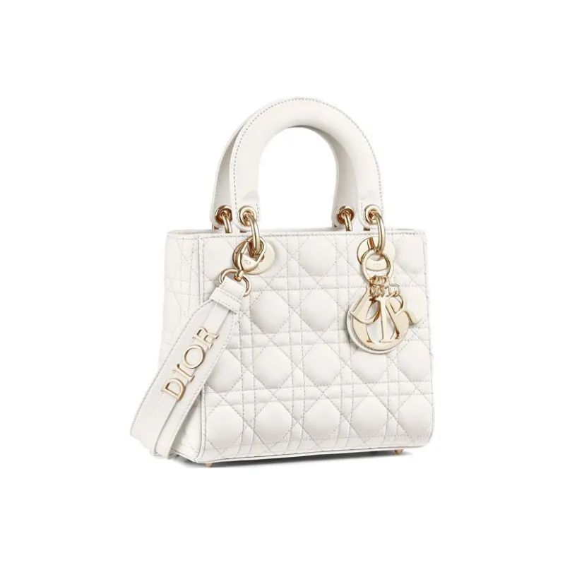 DIOR Lady Dior Sheepskin Dior Bag Shoulder Bag Crossbody Bag Handbag Small Size Women's White-1