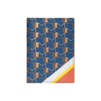 Moynat Canvas 1920 Canvas And Striped Velvet Print Card Holder Men's Blue/Orange/White