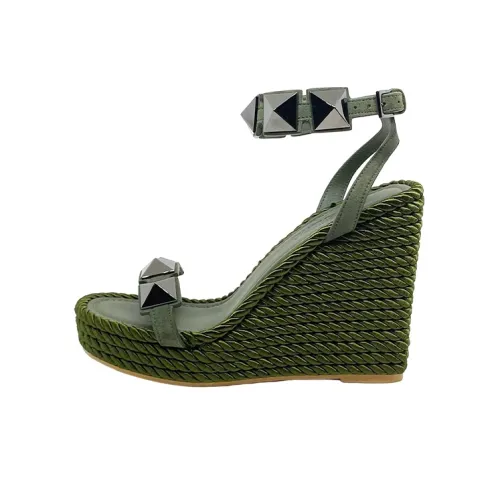 Valentino Wedge Strap print sandals Women's Green