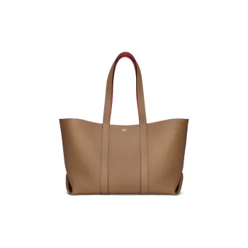 Moynat Taurillon Gex Leather Tote Bag, Shopping Bag, Shoulder Bag, Handbag Women's Taupe/Red