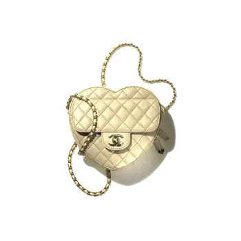 CHANEL Lambskin Heart Bag, Heart Shaped Bag, Shoulder Bag, Crossbody Bag Women's Gold