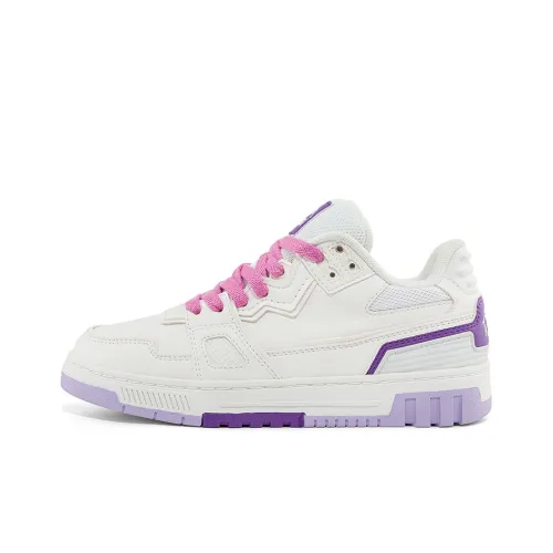 Kappa Skateboard Shoes Women's Low-Top Korean White/Lily Purple