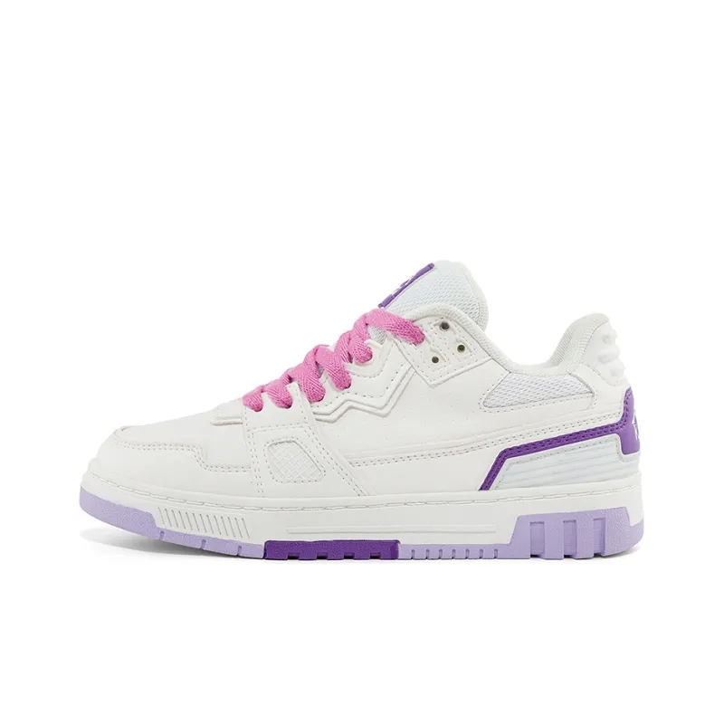 Kappa Anti Slip Wear Resistant Low Top Skateboard Shoes Women's White Purple-0