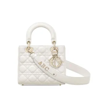 DIOR Lady Dior Sheepskin Dior Bag Shoulder Bag Crossbody Bag Handbag Small Size Women's White