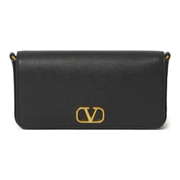 Valentino Vlogo Calfskin Shoulder Bag Crossbody Bag Wallet Women's Black