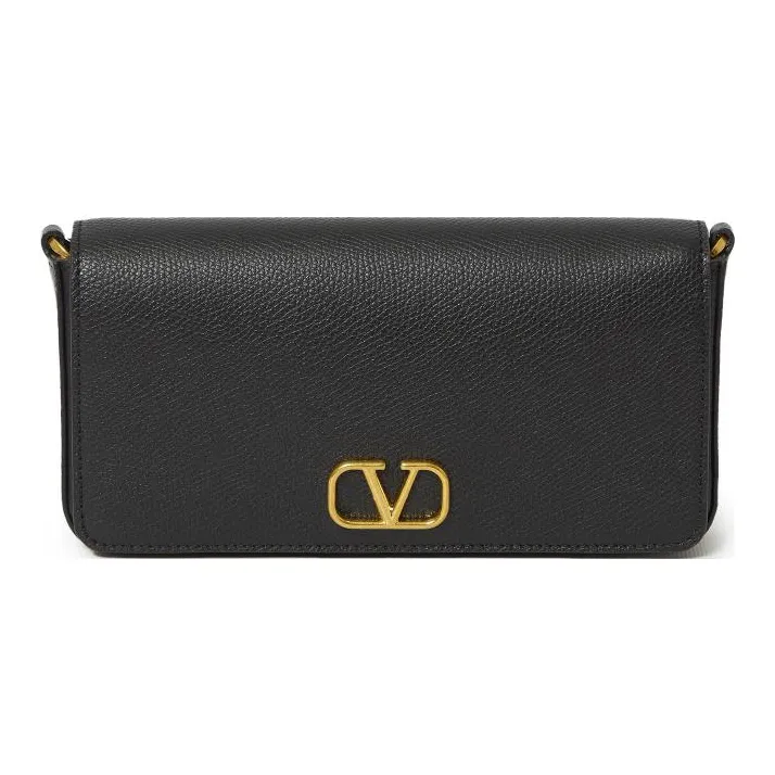 Valentino Vlogo Calfskin Shoulder Bag Crossbody Bag Wallet Women's Black-0