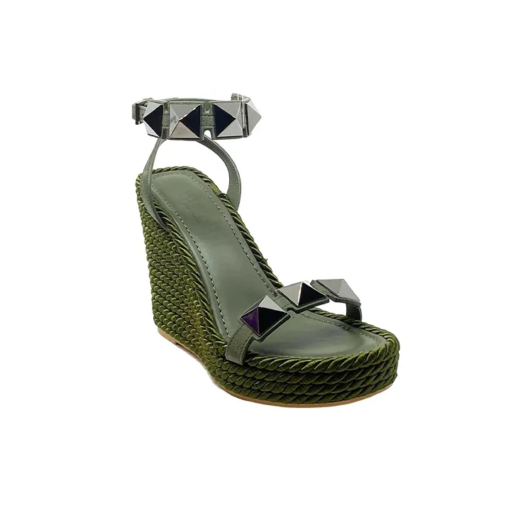 Valentino Wedge Strap Sandals Women's Green-2