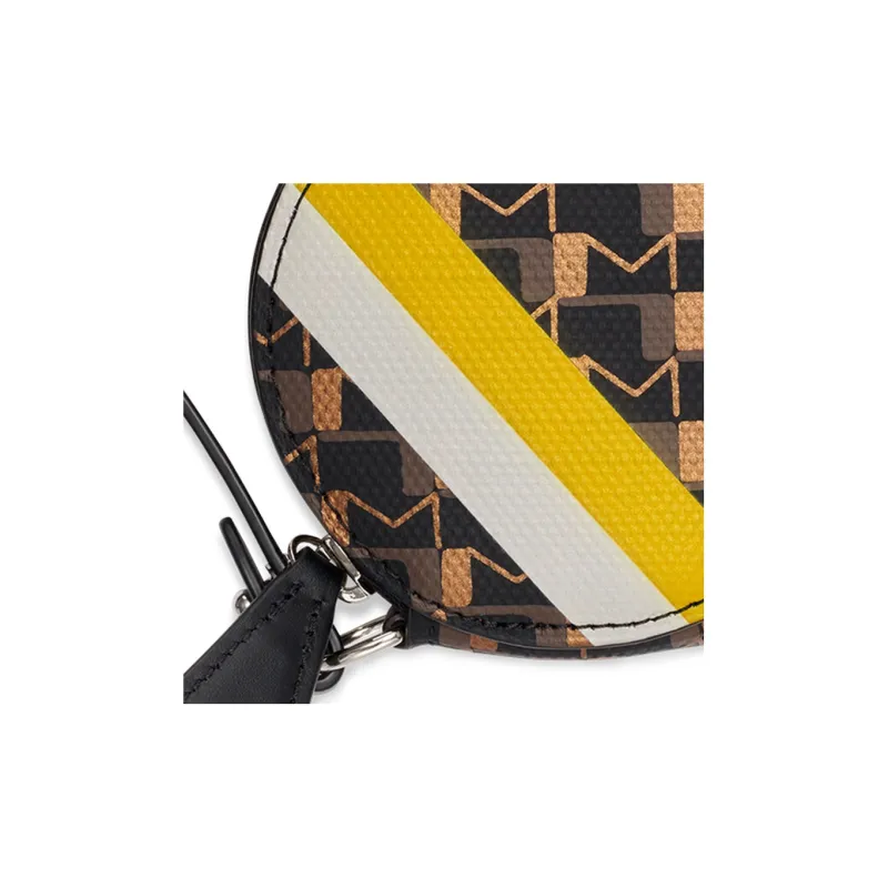 Moynat Canvas 1920 Canvas And Striped Velvet Print Coin Purse Men's Brown/Yellow/White/Black-1