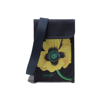 KENZO Nigo Drop4 POPPY Flower Cow Leather Shoulder Bag Men's Marine Blue