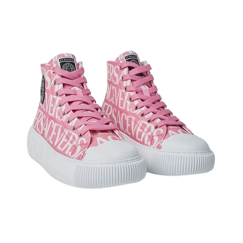VERSACE La Greca High Top Stylish Skateboarding Shoes Women's Pink-3