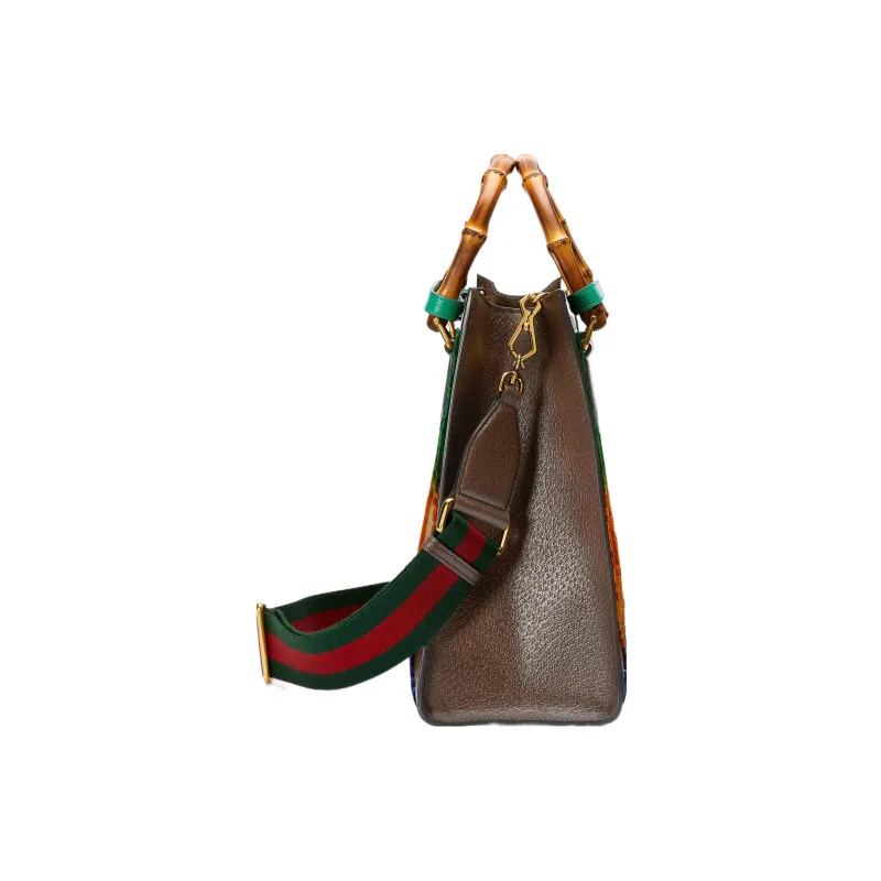 GUCCI Adidas Collaboration Diana Canvas Tote Bag Shopping Bag Canvas Bag Handbags Medium Size Women's Multicolor-5