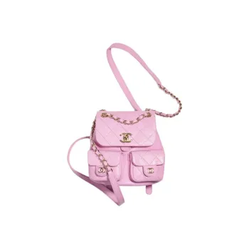 CHANEL 23P Spring Collection Grain Calfskin Backpack Trumpets Women's Pink