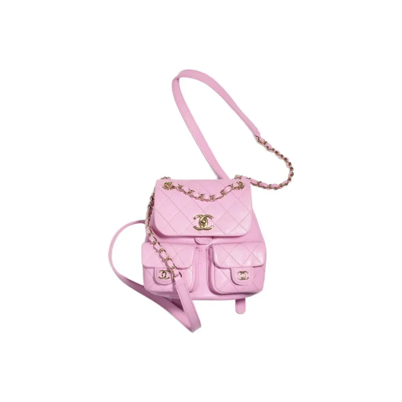 CHANEL 23P Spring Collection Grain Calfskin Backpack Trumpets Women's Pink-0