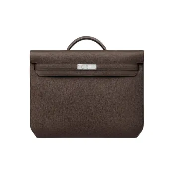 HERMES Kelly Depeches Togo Calfskin Handbag Men's 47 Chocolate Chocolate
