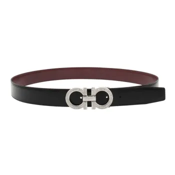 FERRAGAMO Individual Minimalist Style, Smooth Buckle Belt Men's Black